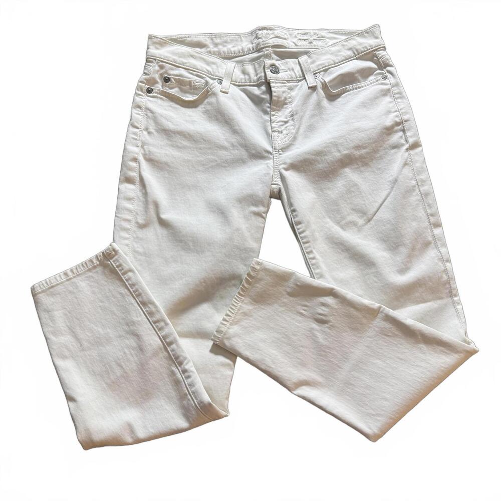 7 For All Mankind Low  Straight Leg‎ Milky Way Pants Wms Size 29 Nautical Preppy
